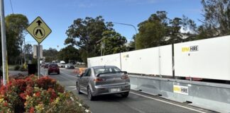 A car goes across one lane of Doonella Bridge.