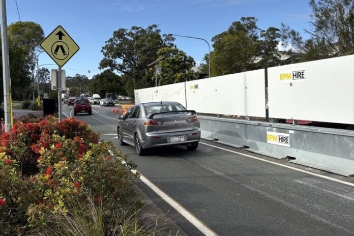 A car goes across one lane of Doonella Bridge.