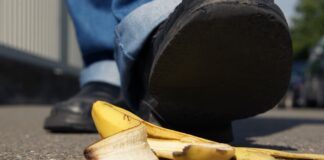 person about to step on a banana peel shutterstock