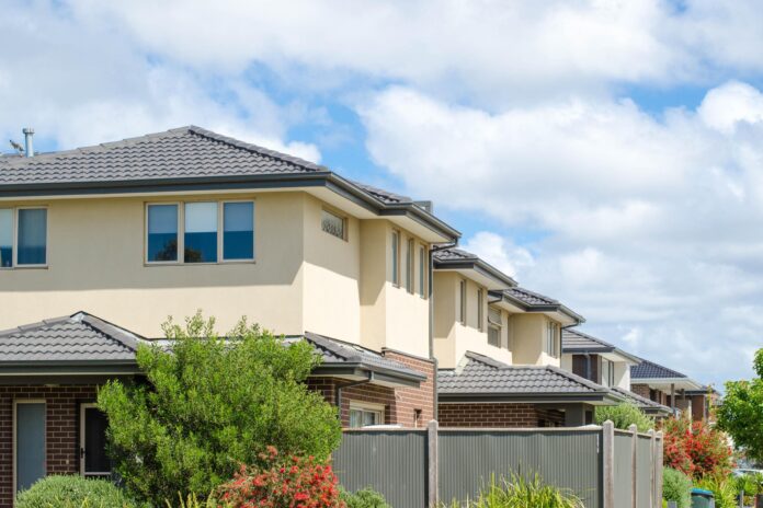A row of townhouses.