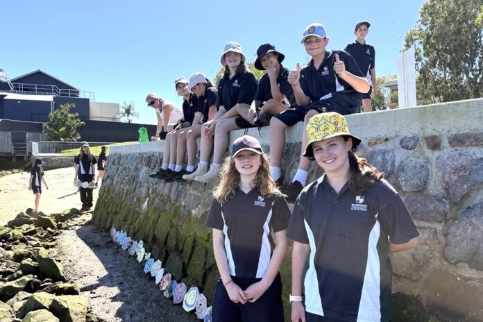 Burnside State High School students at the living seawall near Penny Lane.