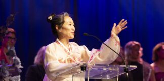 Agnes Pennay of Fresh Meats accepting the Outstanding Business Woman of the Year award. Picture: Supplied
