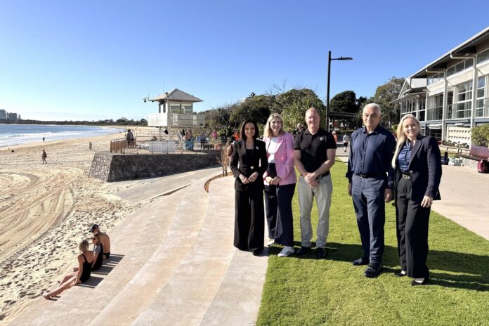 Dignitaries at the opened stretch of seawall.