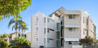 No. 2/54 Parkyn Parade is within this three-apartment building by Mooloolaba Beach.
