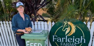 Missy Duckworth showcases Farleigh Farms’ new Feed Your Food collection point. Picture: Supplied