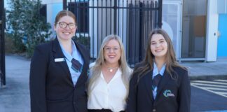 Member for Caloundra Kendall Hatcher with Baringa State Secondary College students. Picture: Supplied