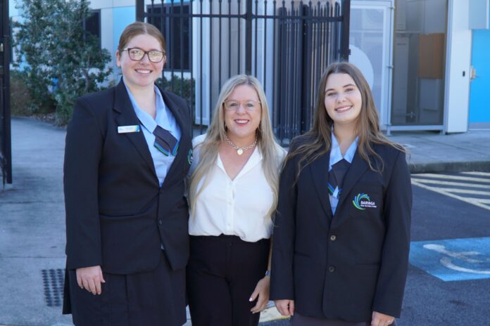 Member for Caloundra Kendall Hatcher with Baringa State Secondary College students. Picture: Supplied