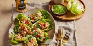 Lettuce cups filled with tuna