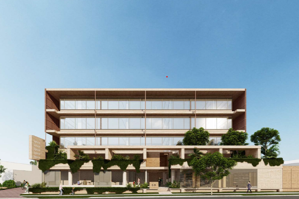 Artist's impression of the front view of a modern building