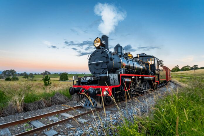 The Mary Valley Rattler train on tracks