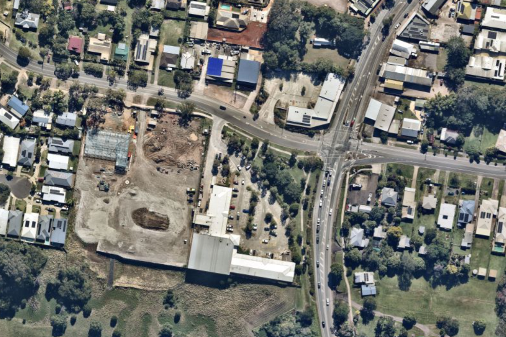 An aerial view of construction site at Old Gympie Road, Yandina.