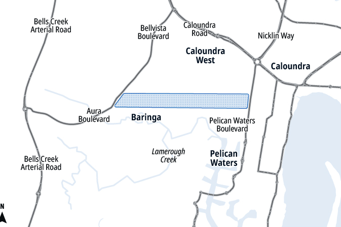 An illustrated map of the proposed connection from Aura to Pelican Waters