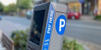 Parking metre in a main street.