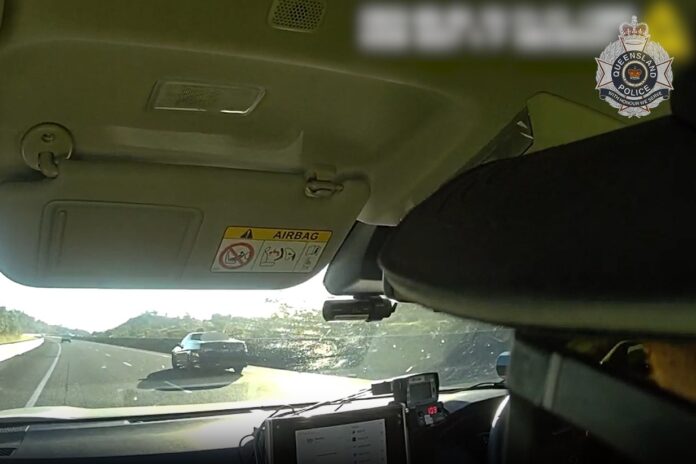 Police var vision of a motorist passing them on the highway.
