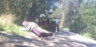 Items being dumped beside a road on the Sunshine Coast.