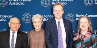 Professor Michael Besser, Robyn Leonard, late Professor Richard Scolyer and Dr Katie Nicoll at Brain Council Australia’s 10th anniversary.