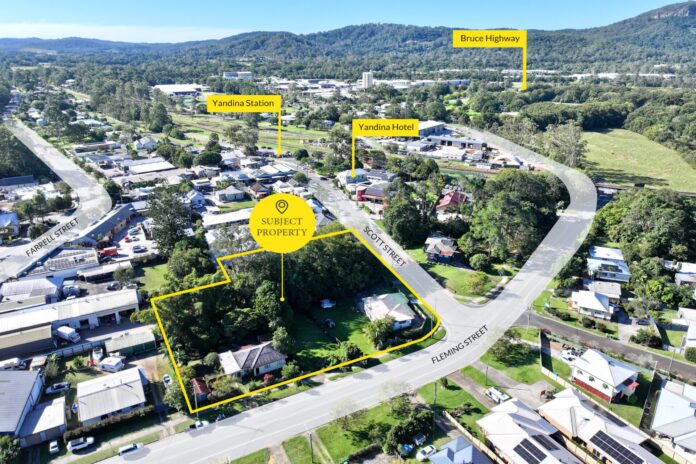 An aerial photo of Yandina town centre.