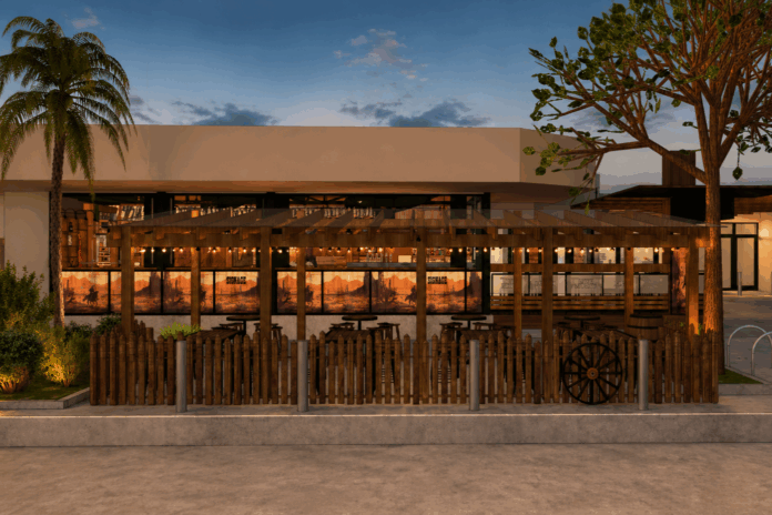A render shows the proposed exterior of Coyote’s Roadhouse on Ocean Street, Maroochydore. Picture: Hallmark Hospitality