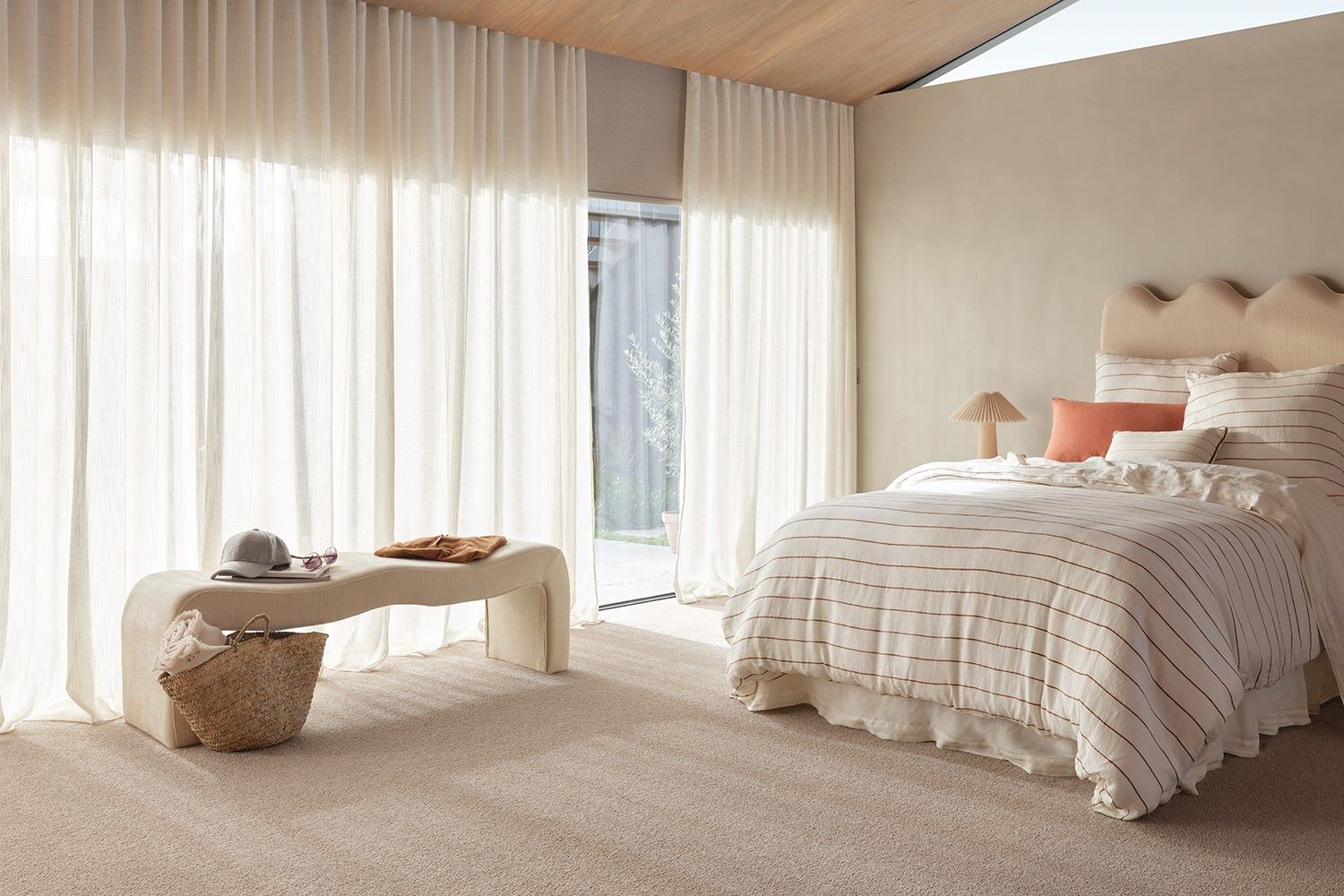 Carpet Court sheer curtains in master bedroom