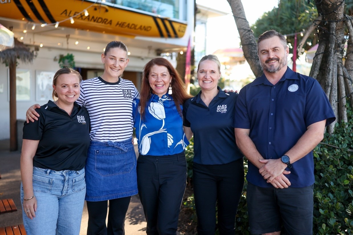 Genice McCall, Annie Miller, Helen Butler, Michelle McLenaghan, Cameron Grentell from Alex Surf Club.