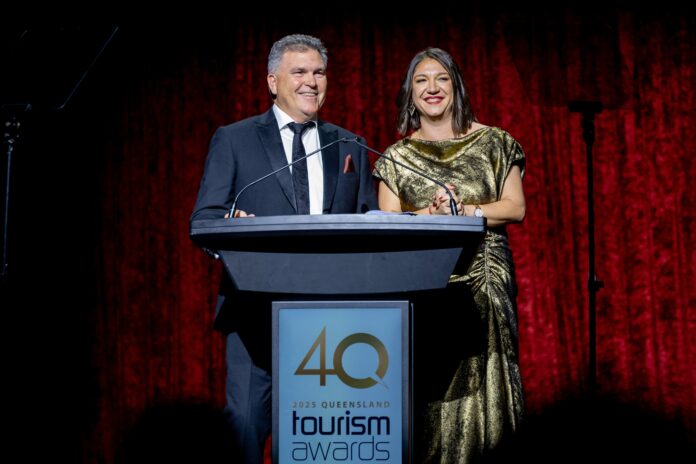 Craig Davidson CEO of Tourism and Events Queensland and Natassia Wheeler CEO of the Queensland Tourism Industry Council at last year's Gala.