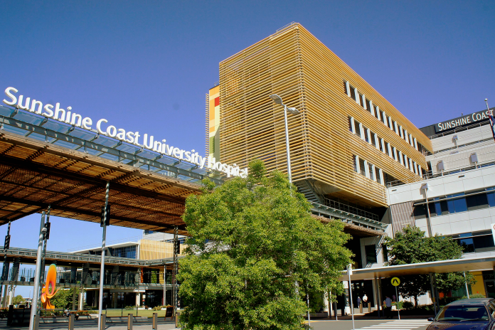 An aerial photo of Sunshine Coast University Hospital.
