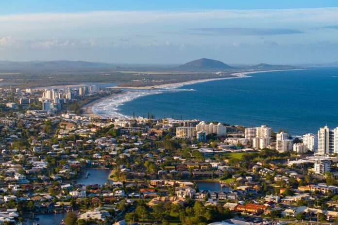 An aerial view of the Sunshine Coast.