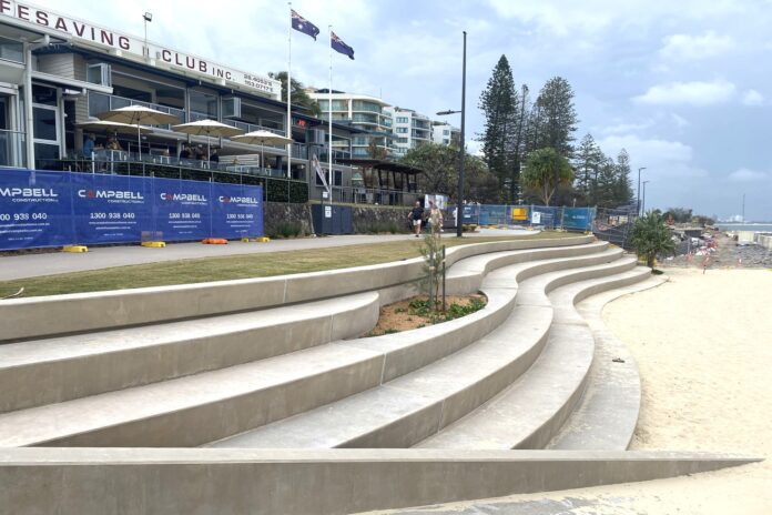 A completed section of the Mooloolaba seawall. Picture: Steele Taylor.