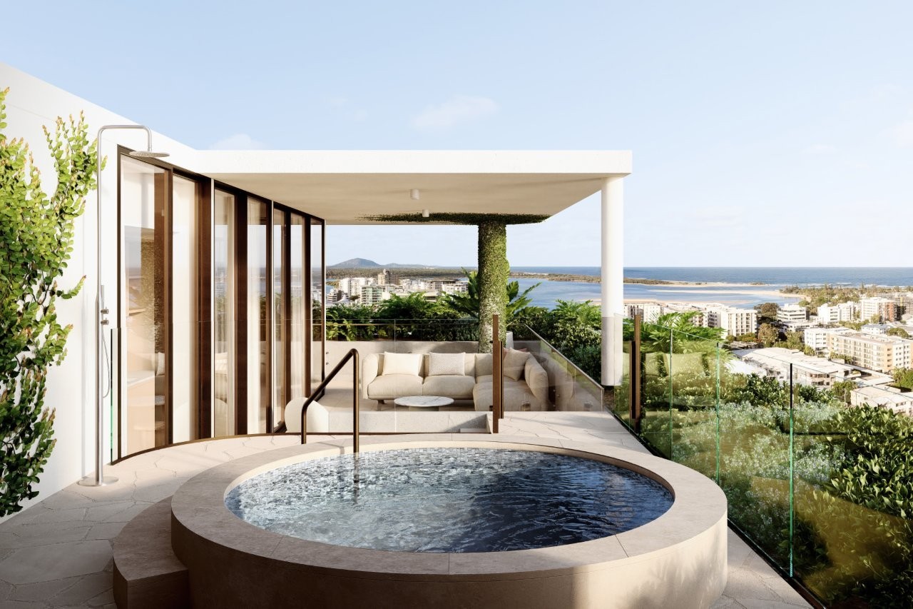 render single level pool & balcony SOL by Walker at Maroochydore