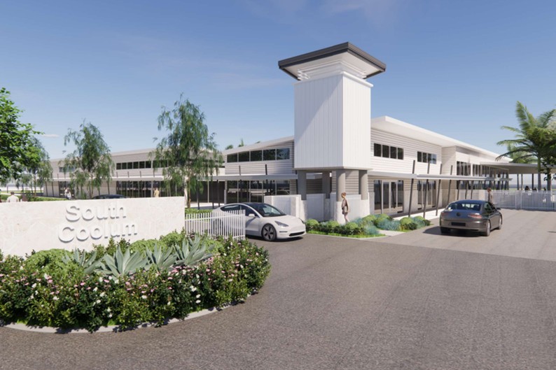 A render of the entry to the proposed development at Coolum Beach. Picture: Halpin Property Group.