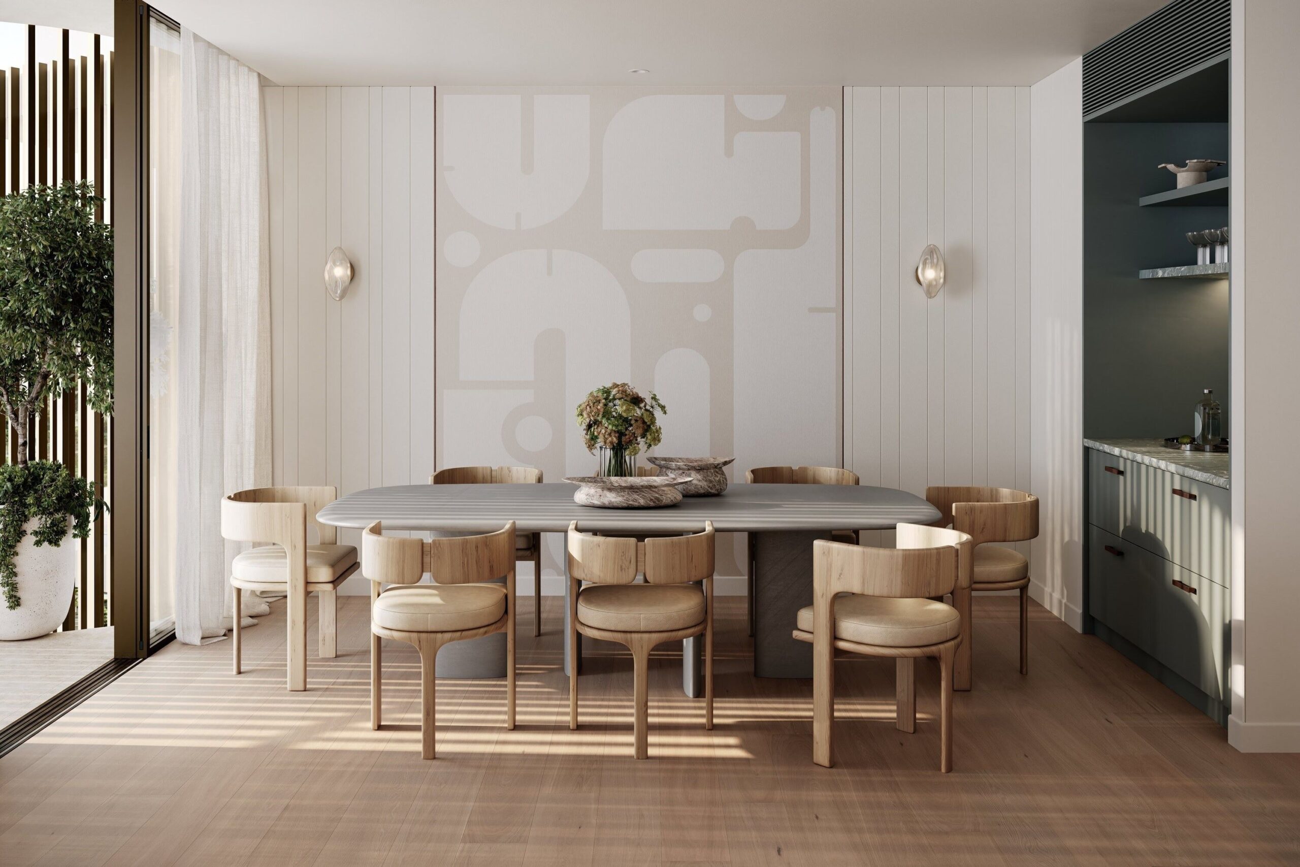 Dining room single level penthouse Sol by Walker