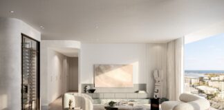Artist's impression: living room in one of the single-level penthouses