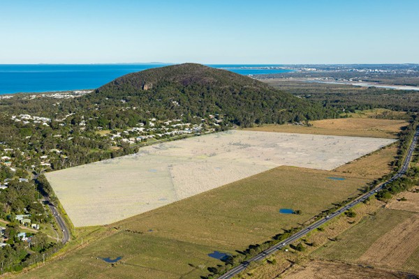 An aerial photo of the location of the planned South Coolum community. Picture: Urbis.