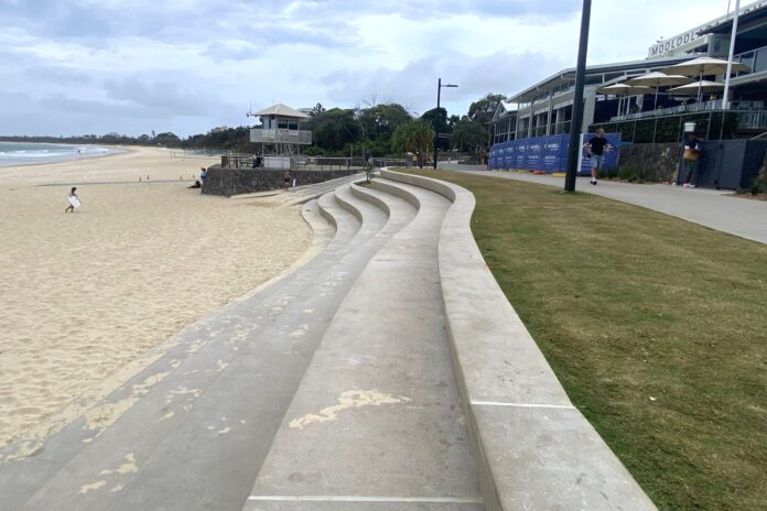 A completed section of the Mooloolaba seawall.
