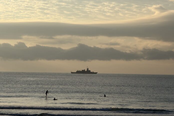 Photo of an NZ warship off Caloundra