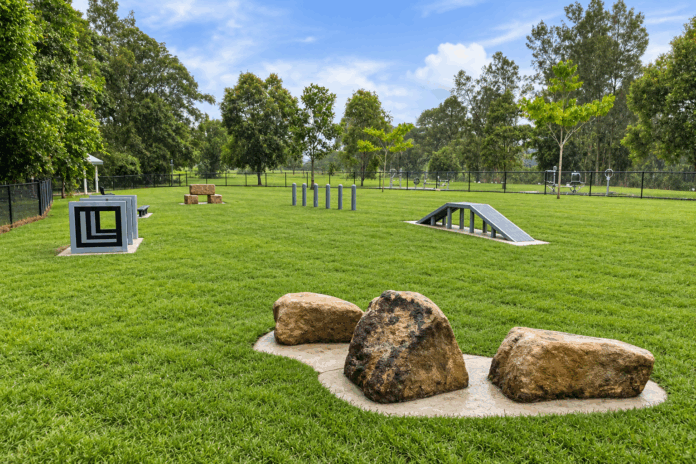 Concept plan showing a potential location for dog agility equipment at The Friendship Park.