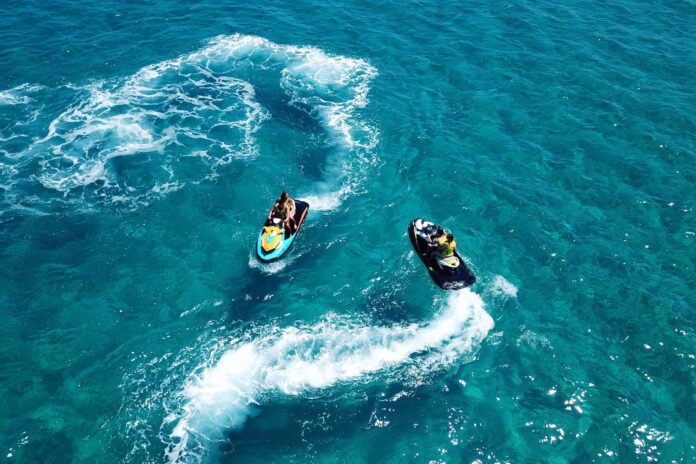 Two jet skis from above.
