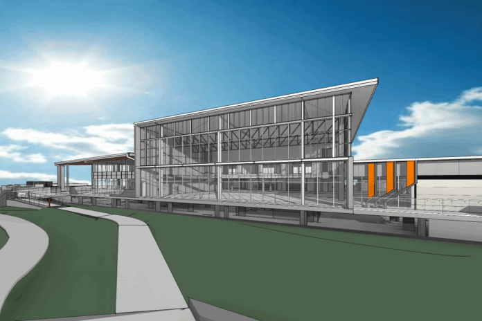 An artist’s impression of the proposed dedicated clubhouse at The Sports Hub, Head of the Lake, Main Drive, Bokarina.